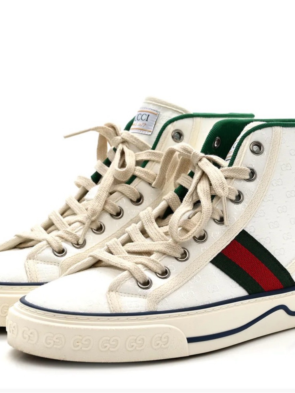 Gucci - Monogram GG Mignon Web women’s 1977 Tennis High Top Sneakers 38 white